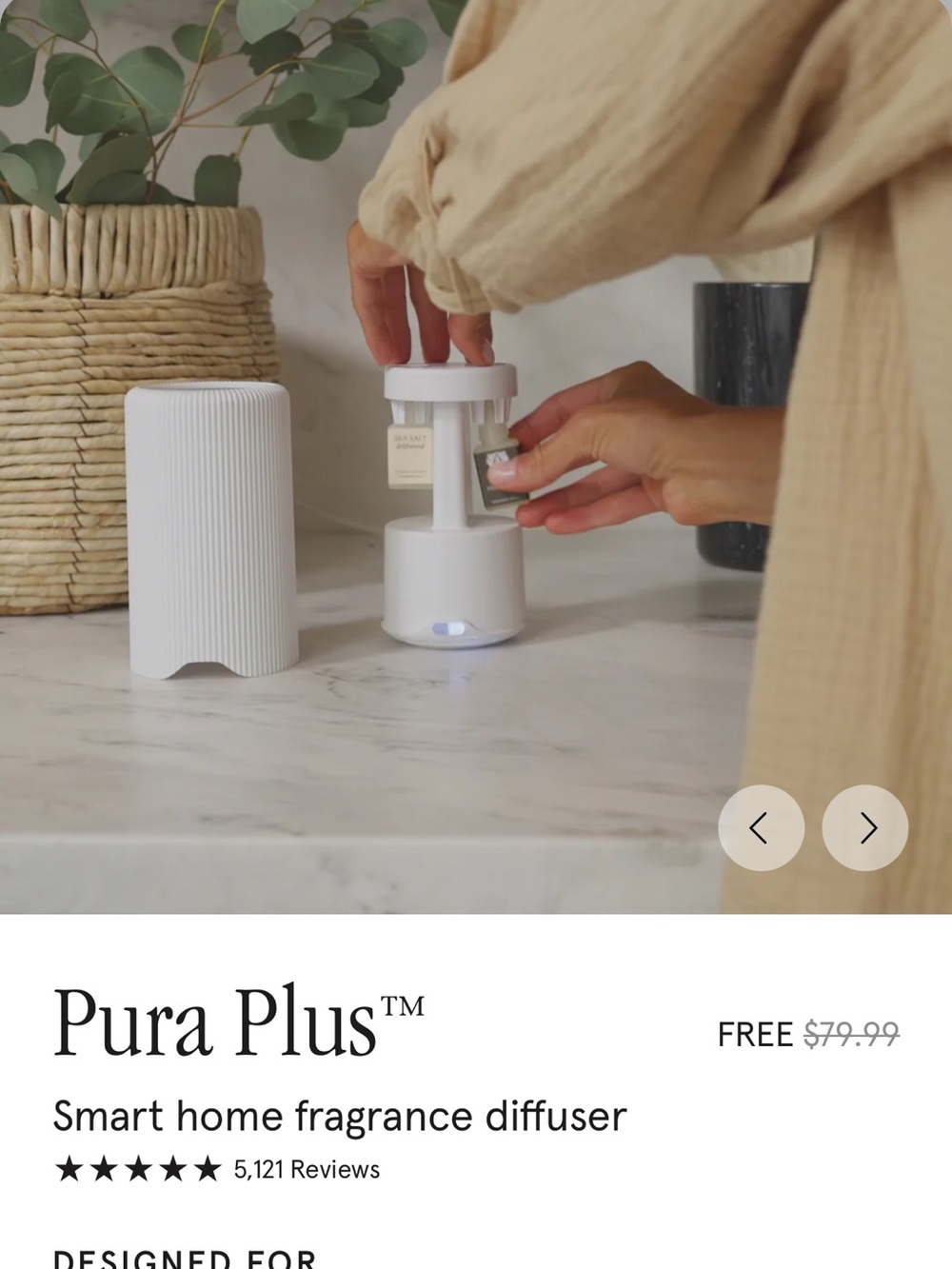 Pura Plus Smart Home Fragrance Diffuser - White